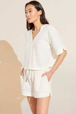 Crinkle Woven Short Sleeve Top & Short Set-Eberjey Discount