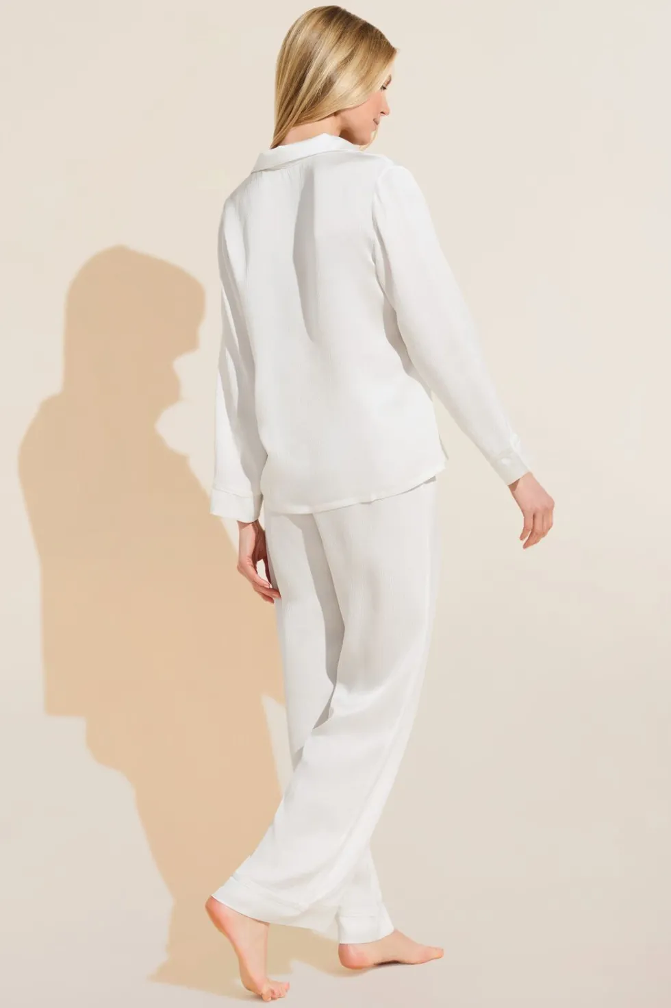 Inez Textured Washable Silk Long Pj Set-Eberjey Clearance