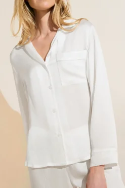 Inez Textured Washable Silk Long Pj Set-Eberjey Clearance