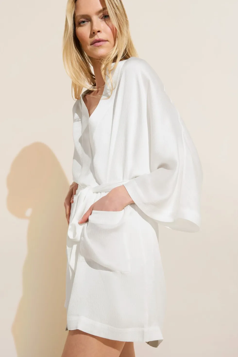 Inez Textured Washable Silk Short Robe-Eberjey Online