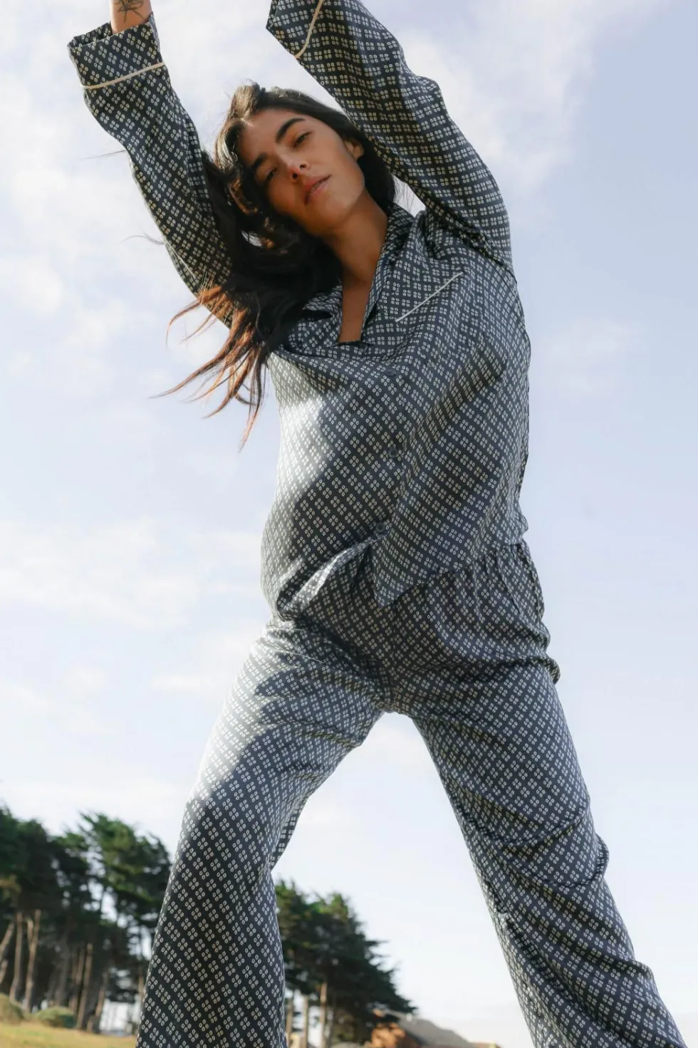Inez Washable Silk Printed Long Pj Set-Eberjey Hot