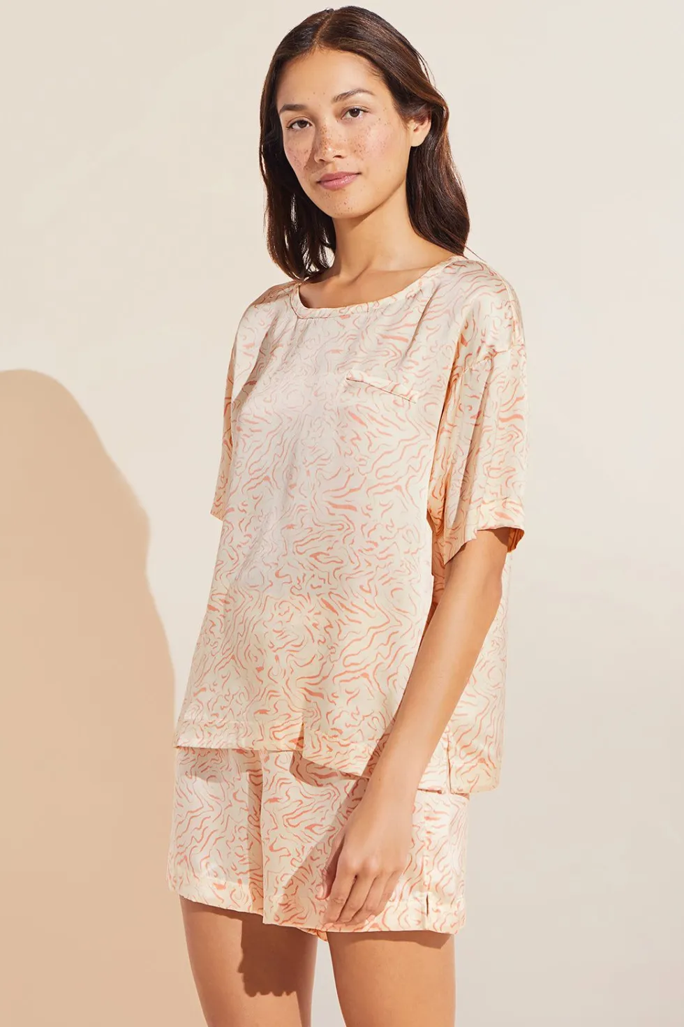 Inez Washable Silk Printed Short Sleeve Tee & Boxer Pj Set-Eberjey Hot