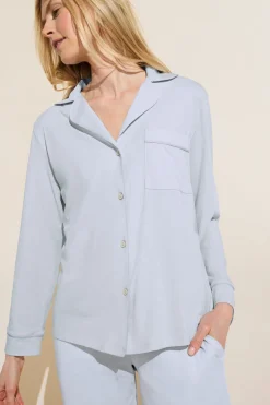 Organic Pima Cotton Notch Collar Top & Pant Pj Set-Eberjey Hot
